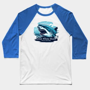 Great White Shark - WILD NATURE - GREAT WHITE SHARK -14 Baseball T-Shirt